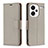 Custodia Portafoglio In Pelle Cover con Supporto B06F per Xiaomi Redmi Note 13 Pro+ Plus 5G Grigio