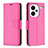 Custodia Portafoglio In Pelle Cover con Supporto B06F per Xiaomi Redmi Note 13 Pro+ Plus 5G Rosa Caldo