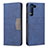 Custodia Portafoglio In Pelle Cover con Supporto B07F per Samsung Galaxy S21 FE 5G Blu