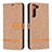 Custodia Portafoglio In Pelle Cover con Supporto B11F per Samsung Galaxy S22 5G Oro