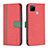 Custodia Portafoglio In Pelle Cover con Supporto B13F per Realme C12 Rosso