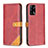 Custodia Portafoglio In Pelle Cover con Supporto B14F per Oppo F19 Rosso