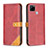 Custodia Portafoglio In Pelle Cover con Supporto B14F per Realme 7i RMX2193 Rosso