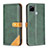 Custodia Portafoglio In Pelle Cover con Supporto B14F per Realme 7i RMX2193 Verde