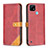 Custodia Portafoglio In Pelle Cover con Supporto B14F per Realme C21 Rosso