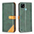 Custodia Portafoglio In Pelle Cover con Supporto B14F per Realme C21 Verde