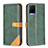 Custodia Portafoglio In Pelle Cover con Supporto B14F per Vivo Y33s Verde