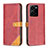 Custodia Portafoglio In Pelle Cover con Supporto B14F per Vivo Y35 4G Rosso