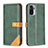 Custodia Portafoglio In Pelle Cover con Supporto B14F per Xiaomi Poco M5S Verde