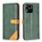 Custodia Portafoglio In Pelle Cover con Supporto B14F per Xiaomi Redmi 10 India Verde