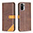 Custodia Portafoglio In Pelle Cover con Supporto B14F per Xiaomi Redmi Note 11 SE India 4G Marrone