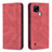 Custodia Portafoglio In Pelle Cover con Supporto B15F per Realme C21 Rosso