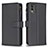 Custodia Portafoglio In Pelle Cover con Supporto B16F per Nokia C32 Nero