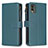 Custodia Portafoglio In Pelle Cover con Supporto B16F per Nokia C32 Verde