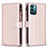 Custodia Portafoglio In Pelle Cover con Supporto B16F per Nokia G11 Oro Rosa