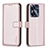 Custodia Portafoglio In Pelle Cover con Supporto B16F per Realme C55 Oro Rosa