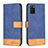 Custodia Portafoglio In Pelle Cover con Supporto B16F per Samsung Galaxy A02s Blu