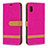 Custodia Portafoglio In Pelle Cover con Supporto B16F per Samsung Galaxy A10e Rosa Caldo