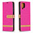 Custodia Portafoglio In Pelle Cover con Supporto B16F per Samsung Galaxy A12 Rosa Caldo