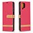 Custodia Portafoglio In Pelle Cover con Supporto B16F per Samsung Galaxy A12 Rosso