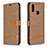 Custodia Portafoglio In Pelle Cover con Supporto B16F per Samsung Galaxy M01s Oro