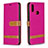 Custodia Portafoglio In Pelle Cover con Supporto B16F per Samsung Galaxy M01s Rosa Caldo