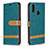 Custodia Portafoglio In Pelle Cover con Supporto B16F per Samsung Galaxy M01s Verde