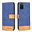 Custodia Portafoglio In Pelle Cover con Supporto B16F per Samsung Galaxy M02s Blu