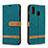 Custodia Portafoglio In Pelle Cover con Supporto B16F per Samsung Galaxy M10S Verde