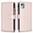 Custodia Portafoglio In Pelle Cover con Supporto B25F per Nokia C12 Oro Rosa