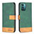 Custodia Portafoglio In Pelle Cover con Supporto B25F per Nokia G11 Verde