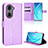 Custodia Portafoglio In Pelle Cover con Supporto BY1 per Huawei Honor 60 5G Viola