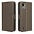 Custodia Portafoglio In Pelle Cover con Supporto BY1 per Nokia C110 Marrone