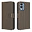 Custodia Portafoglio In Pelle Cover con Supporto BY1 per Nokia X30 5G Marrone