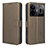 Custodia Portafoglio In Pelle Cover con Supporto BY1 per Realme GT Neo6 5G Marrone