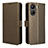 Custodia Portafoglio In Pelle Cover con Supporto BY1 per Xiaomi Poco C65 Marrone