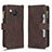 Custodia Portafoglio In Pelle Cover con Supporto BY2 per Sharp Aquos R8 Marrone