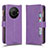 Custodia Portafoglio In Pelle Cover con Supporto BY2 per Sharp Aquos R8 Pro Viola