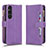 Custodia Portafoglio In Pelle Cover con Supporto BY2 per Sony Xperia 1 V Viola