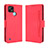 Custodia Portafoglio In Pelle Cover con Supporto BY3 per Realme C21 Rosso