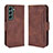 Custodia Portafoglio In Pelle Cover con Supporto BY3 per Samsung Galaxy S22 5G Marrone