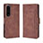 Custodia Portafoglio In Pelle Cover con Supporto BY3 per Sony Xperia 1 IV Marrone