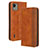 Custodia Portafoglio In Pelle Cover con Supporto BY4 per Nokia C110 Marrone