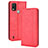 Custodia Portafoglio In Pelle Cover con Supporto BY4 per Nokia C21 Plus Rosso