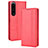 Custodia Portafoglio In Pelle Cover con Supporto BY4 per Sony Xperia 1 IV SO-51C Rosso