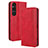 Custodia Portafoglio In Pelle Cover con Supporto BY4 per Sony Xperia 1 V Rosso