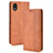 Custodia Portafoglio In Pelle Cover con Supporto BY4 per Sony Xperia Ace III Marrone