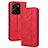 Custodia Portafoglio In Pelle Cover con Supporto BY4 per Vivo Y35 4G Rosso