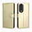 Custodia Portafoglio In Pelle Cover con Supporto BY5 per Huawei Honor 70 5G Oro