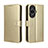 Custodia Portafoglio In Pelle Cover con Supporto BY5 per Huawei Nova 11 Pro Oro